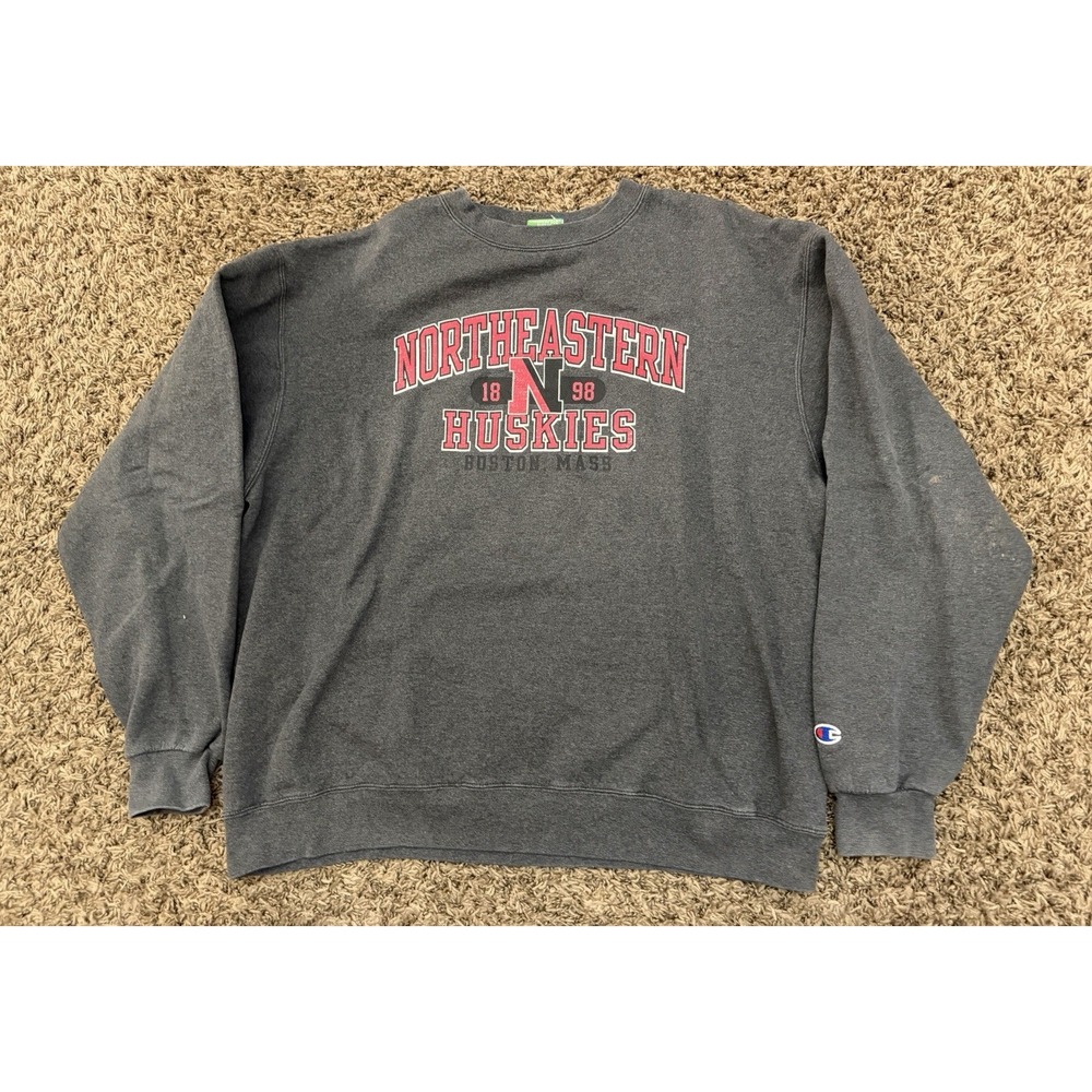 Vintage Northeastern Huskies Gray Champion Eco Reverse Weave Crewneck Size XL